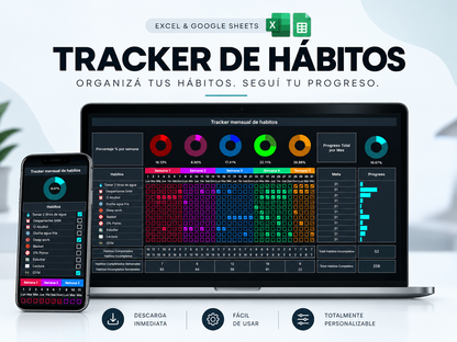 HabitlyOS™ Tracker de hábitos para Excel y Google Sheets